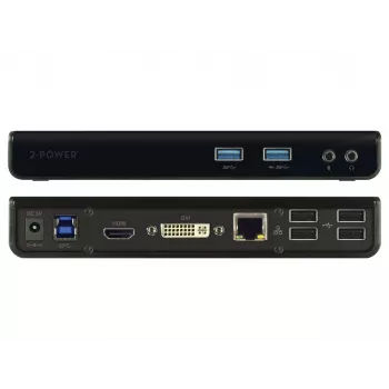 2-Power USB 3.0 Dual Display dokovacia stanica, dokovanie, 3,5 mm, USB Type-A, USB Type-B, 10,100,1000 Mbit/s, čierna, 5 Gbit/s