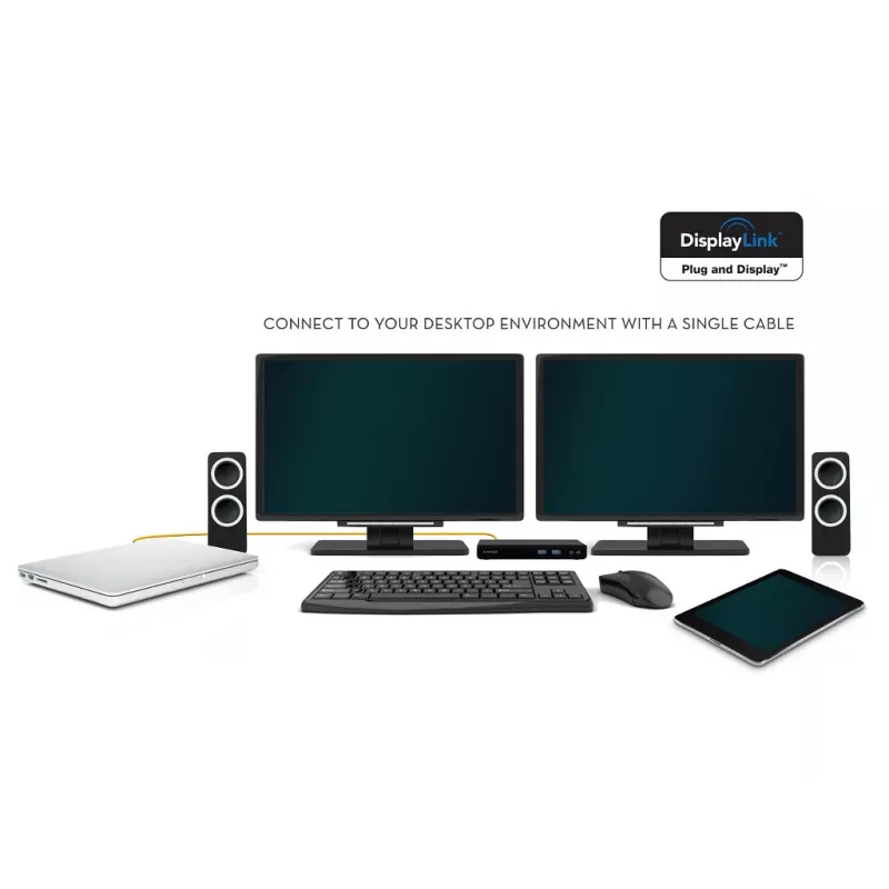2-Power USB 3.0 Dual Display dokovacia stanica, dokovanie, 3,5 mm, USB Type-A, USB Type-B, 10,100,1000 Mbit/s, čierna, 5 Gbit/s
