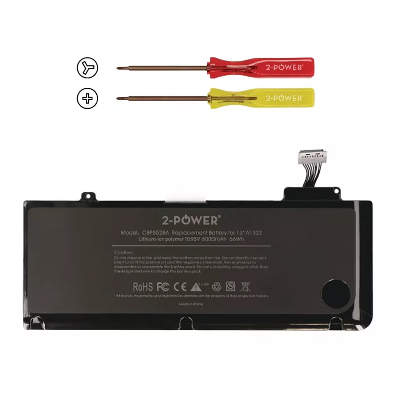 2-Power 10,95 V 6000 mAh Li-Polymer batéria do notebooku, batéria, Apple MacBook Pro 13 palcov A1278, Mid 2009 (EMC2326)