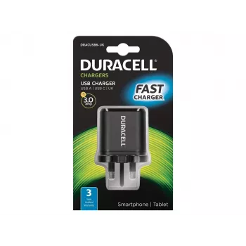 Duracell Type-C & Type-A napájací zdroj, interiérový, AC, čierny