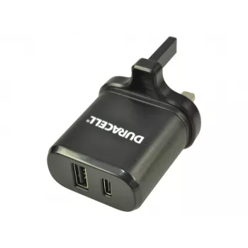 Duracell Type-C & Type-A napájací zdroj, interiérový, AC, čierny