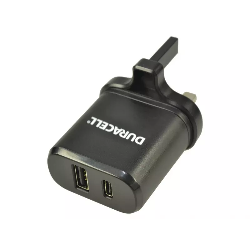 Duracell Type-C & Type-A napájací zdroj, interiérový, AC, čierny