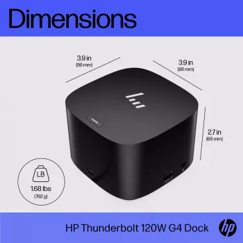 HP Thunderbolt Dock 120W G4, káblový, Thunderbolt 4, čierna, Kensington, Čína, Thajsko, Taiwan, Business