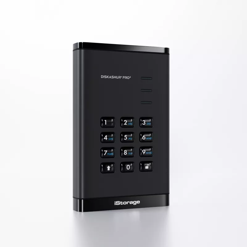 iStorage diskAshur PRO3 SSD 256-bit 2 TB FIPS 140-3 Level 3, 2 TB, 2,5 palca, USB Type-A / USB Type-C, 3.2 Gen 1 (3.1 Gen 1), 448 MB/s, čierny
