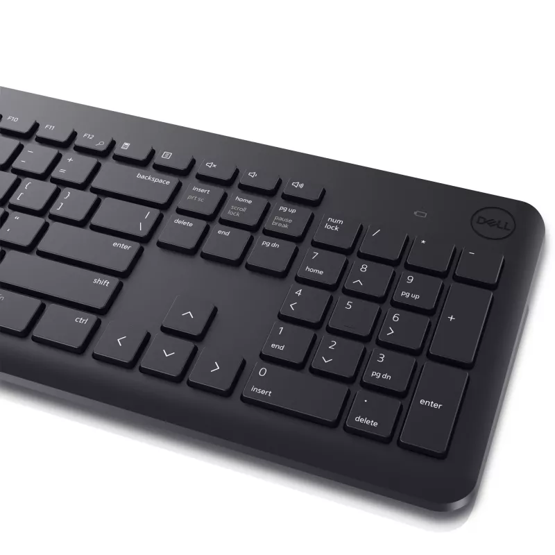 DELL klávesnica a myš – KM3322W – UK (QWERTY), Full-size (100%), bezdrôtová, RF Wireless, QWERTY, čierna, myš súčasťou