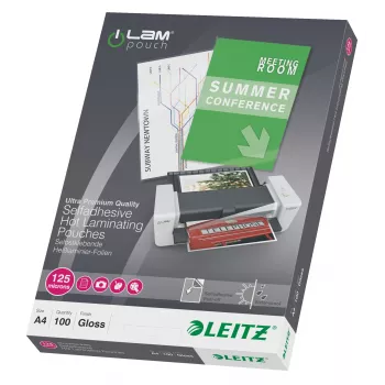 Leitz iLAM samolepiace laminovacie fólie A4, 125 mikrónov, balenie 100 ks