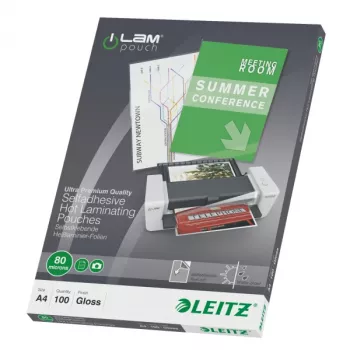 Leitz iLAM samolepiace laminovacie fólie A4, 80 mikrónov, balenie 100 ks