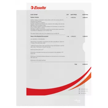 Esselte zakladačka 120my A4, A4, polyvinylchlorid (PVC), transparentná, 220 mm, 307 mm, 1 mm
