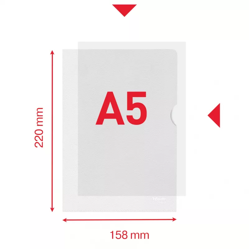 Esselte Premium A5-mapa, projektová mapa, A5, polypropylén (PP), transparentná, na výšku, 40 listov