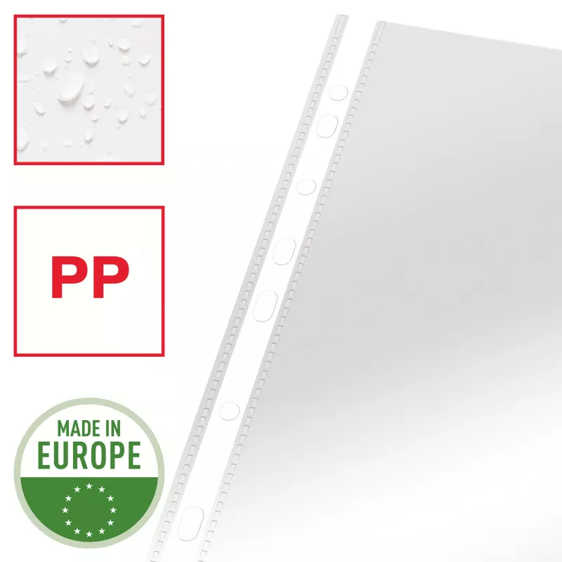 Esselte Pocket 75my A4, 210 x 297 mm (A4), priehľadný, polypropylén (PP), na výšku, hore, 0,075 mm