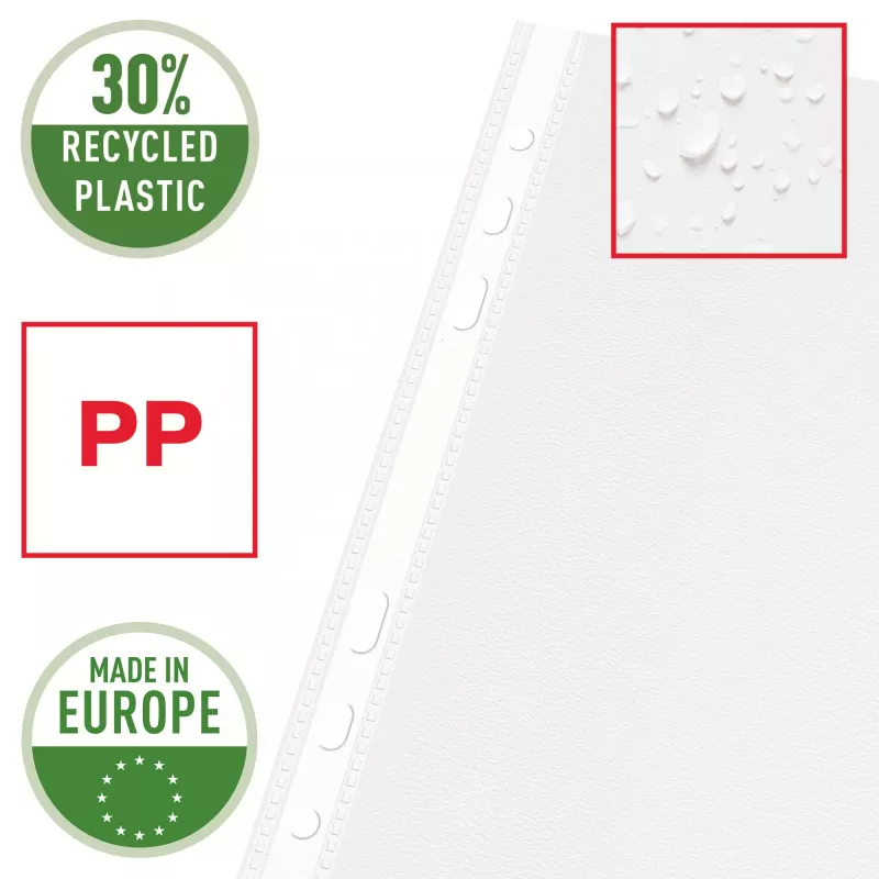 Esselte kvalitná priehľadná fólia A5, 30 % recyklovaný plast (pre-consumer)