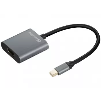 Sandberg adaptér MiniDP1.4>HDMI2.0 4K60, Mini DisplayPort, HDMI Type-A (štandard), konektor samec, konektor samica, 3840 x 2160 pixelov, 6 Gbit/s