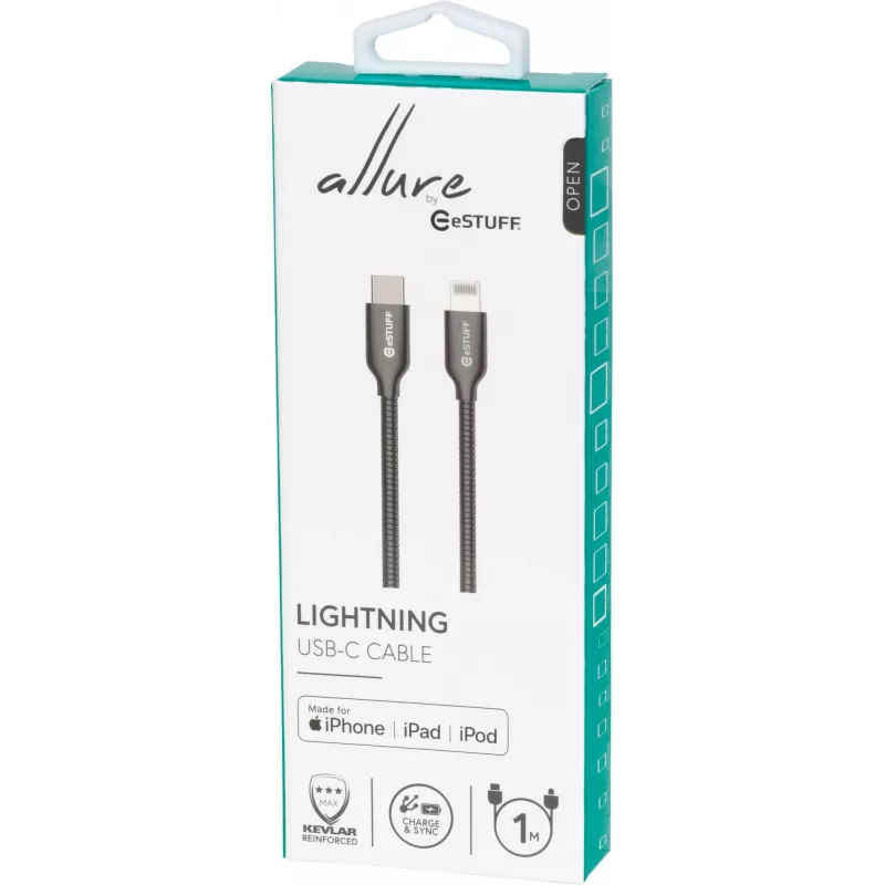 eSTUFF ES602160 Lightning kábel 1 m nehrdzavejúca oceľ