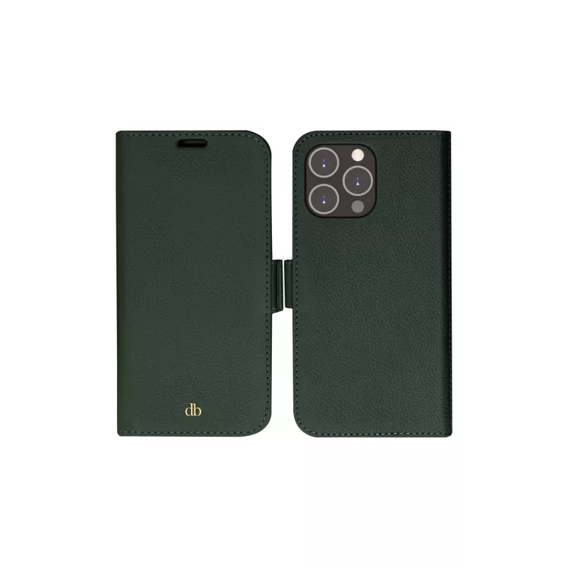 Puzdro s peňaženkou dbramante1928 New York pre iPhone 14 Pro Max, zelená, 3 priehradky na karty, vhodné pre 6,7 palca