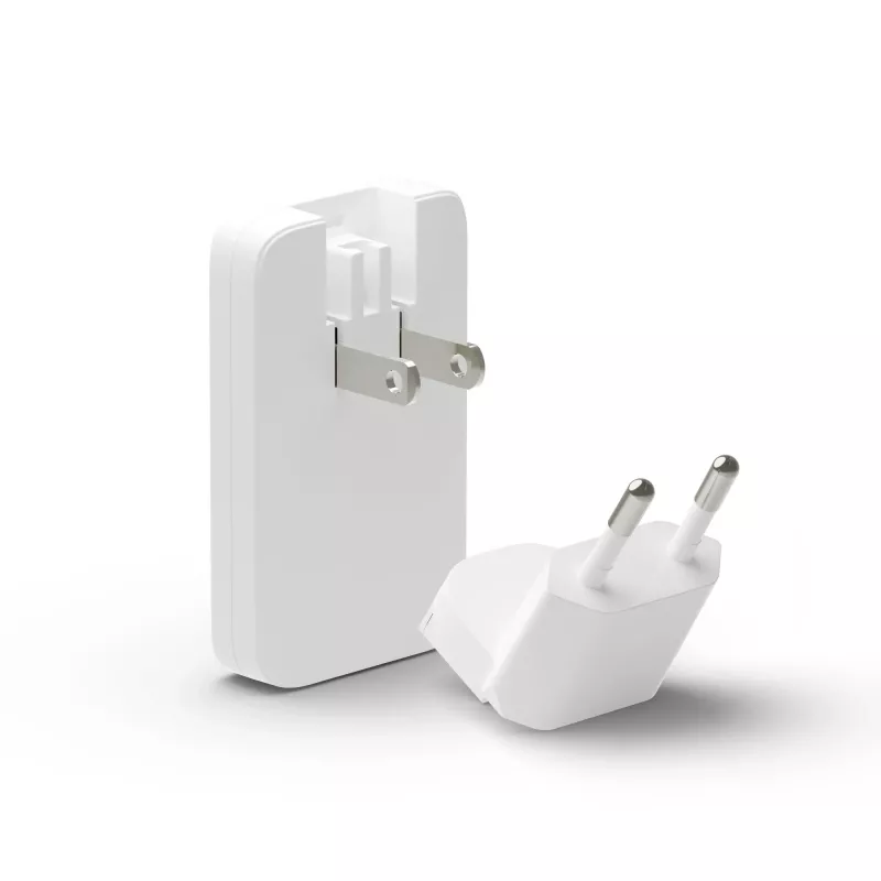 d bramante dbramante1928 Pro EU/US tenká nabíjačka — USB-C 20 W + USB-A 18 W, biela, AC pre interiér