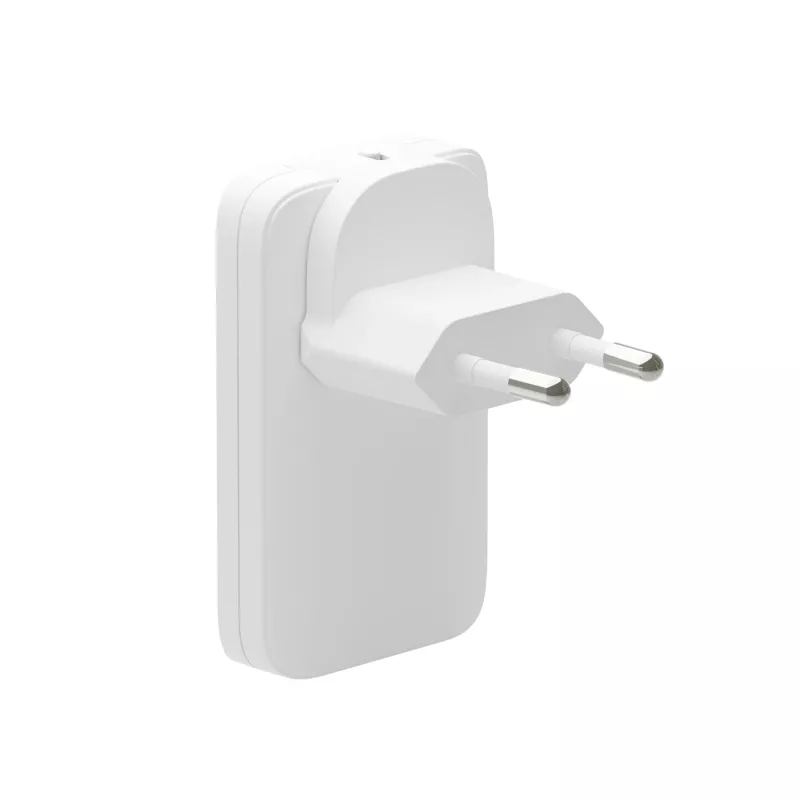 d bramante dbramante1928 Pro EU/US tenká nabíjačka — USB-C 20 W + USB-A 18 W, biela, AC pre interiér