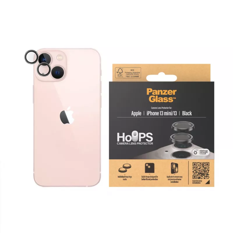 PanzerGlass Hoops ochrana objektívu fotoaparátu iPhone 13 mini 13 čierna odolná proti poškriabaniu