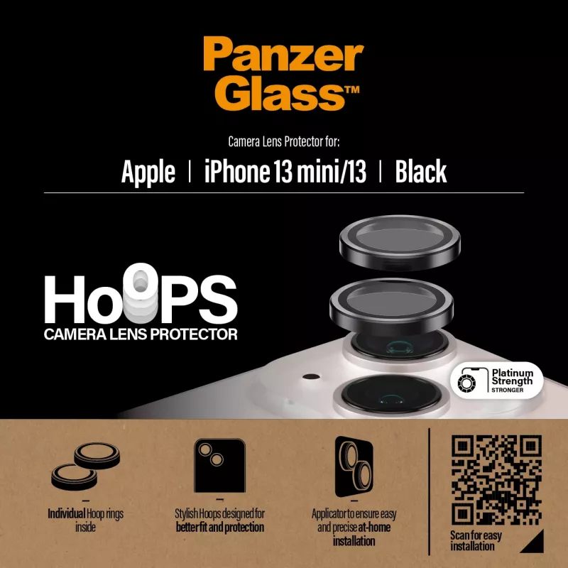 PanzerGlass Hoops ochrana objektívu fotoaparátu iPhone 13 mini 13 čierna odolná proti poškriabaniu