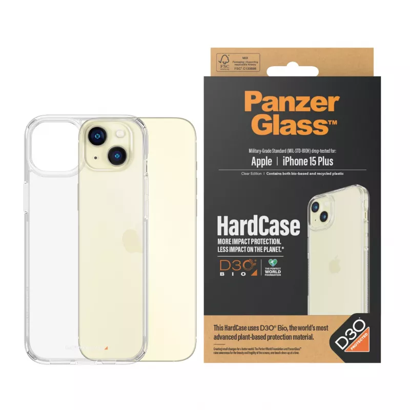 PanzerGlass ® HardCase priehľadný s D3O® iPhone 15 Plus, kryt, Apple, Apple - iPhone 15 Plus, priehľadný