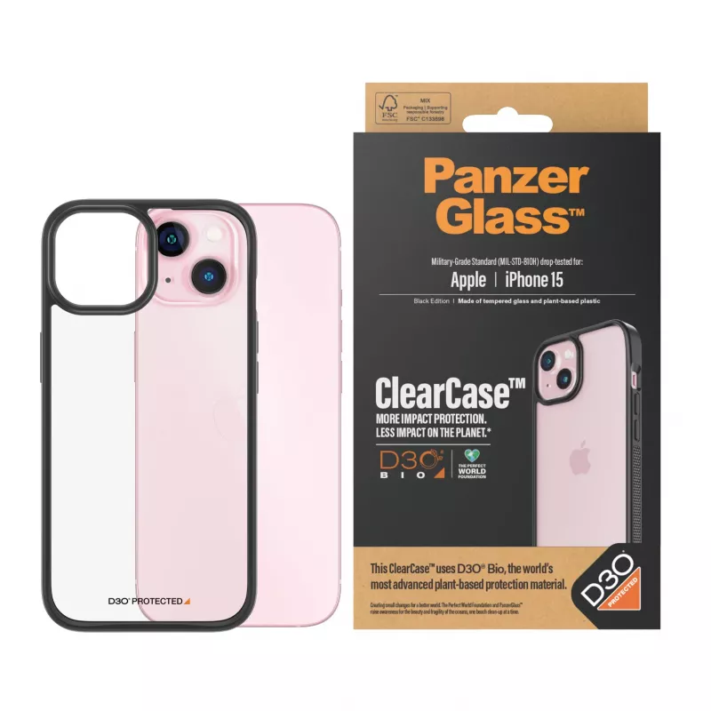 Kryt PanzerGlass ClearCase iPhone 15 D3O priehľadný