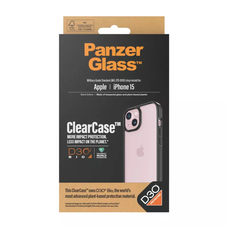 Kryt PanzerGlass ClearCase iPhone 15 D3O priehľadný