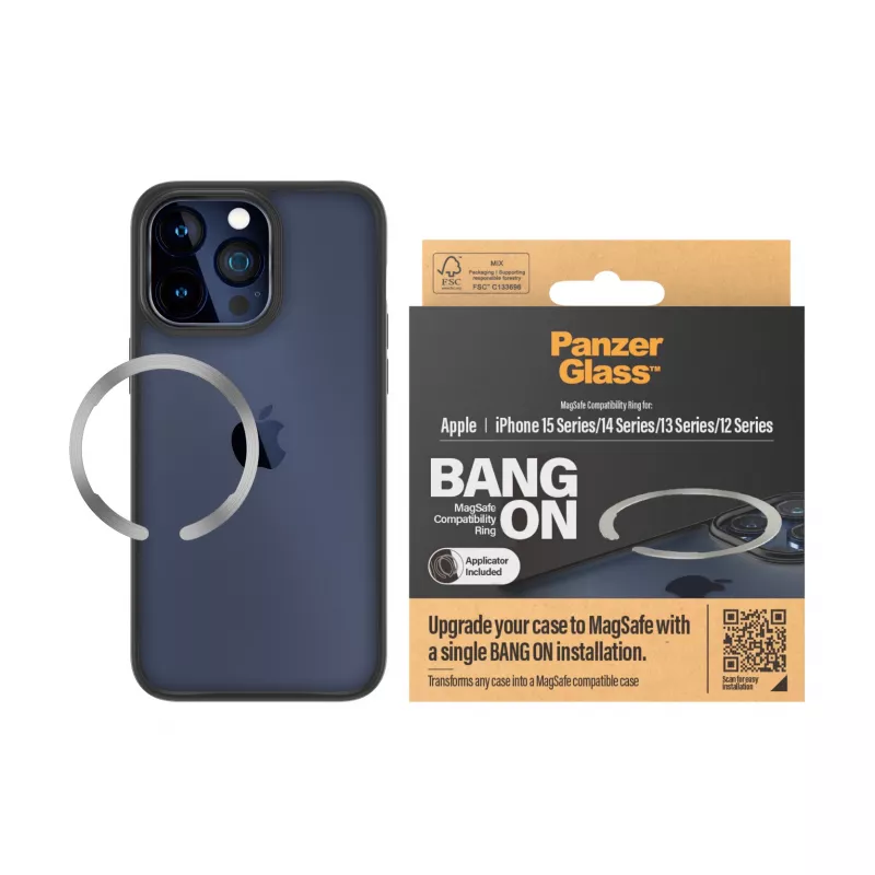 PanzerGlass Bang On Kompatibilný krúžok MagSafe pre iPhone 12/13/14/15, priehľadný