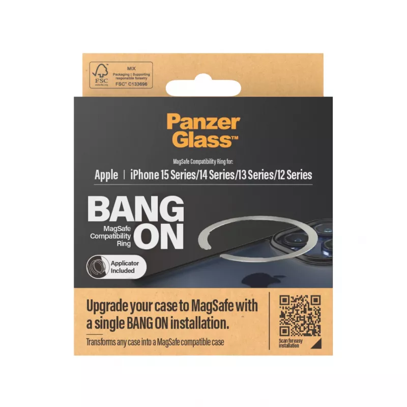 PanzerGlass Bang On Kompatibilný krúžok MagSafe pre iPhone 12/13/14/15, priehľadný