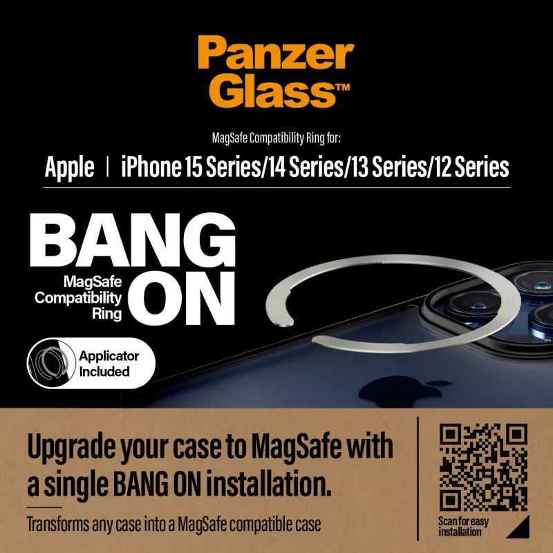 PanzerGlass Bang On Kompatibilný krúžok MagSafe pre iPhone 12/13/14/15, priehľadný