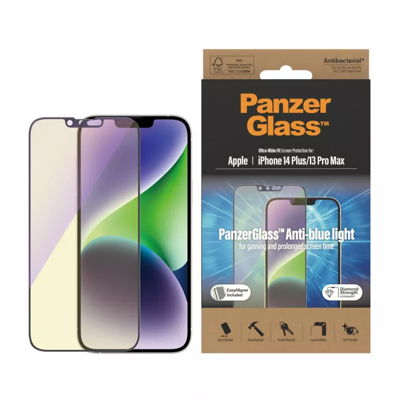 PanzerGlass ® ochrana displeja proti modrému svetlu iPhone 14 Plus | 13 Pro Max | Ultra-Wide Fit s EasyAligner