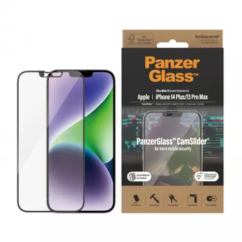 Priehľadná ochranná fólia displeja PanzerGlass CamSlider pre Apple iPhone 14 Plus / 13 Pro Max, 6,68 palca, tvrdené sklo, PET, antibakteriálna