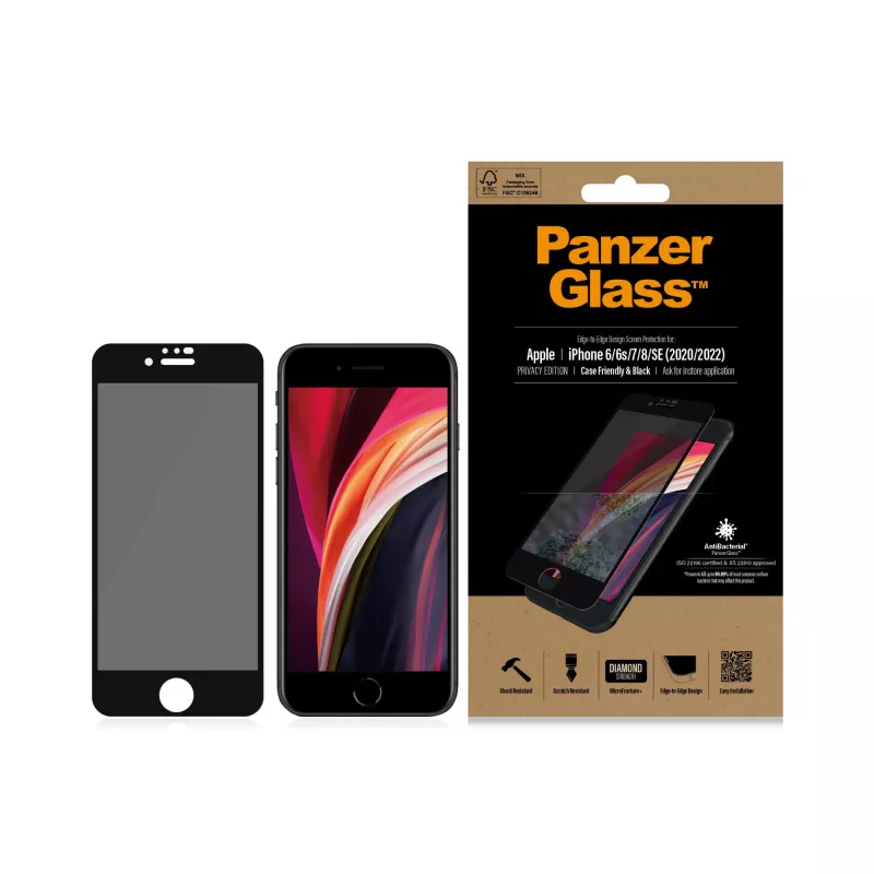 PanzerGlass ® fólia proti zvedavým pohľadom iPhone SE (2020/2022) | 8 | 7 | 6 | 6s | Edge-to-Edge