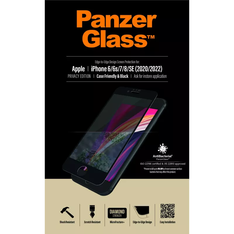 PanzerGlass ® fólia proti zvedavým pohľadom iPhone SE (2020/2022) | 8 | 7 | 6 | 6s | Edge-to-Edge