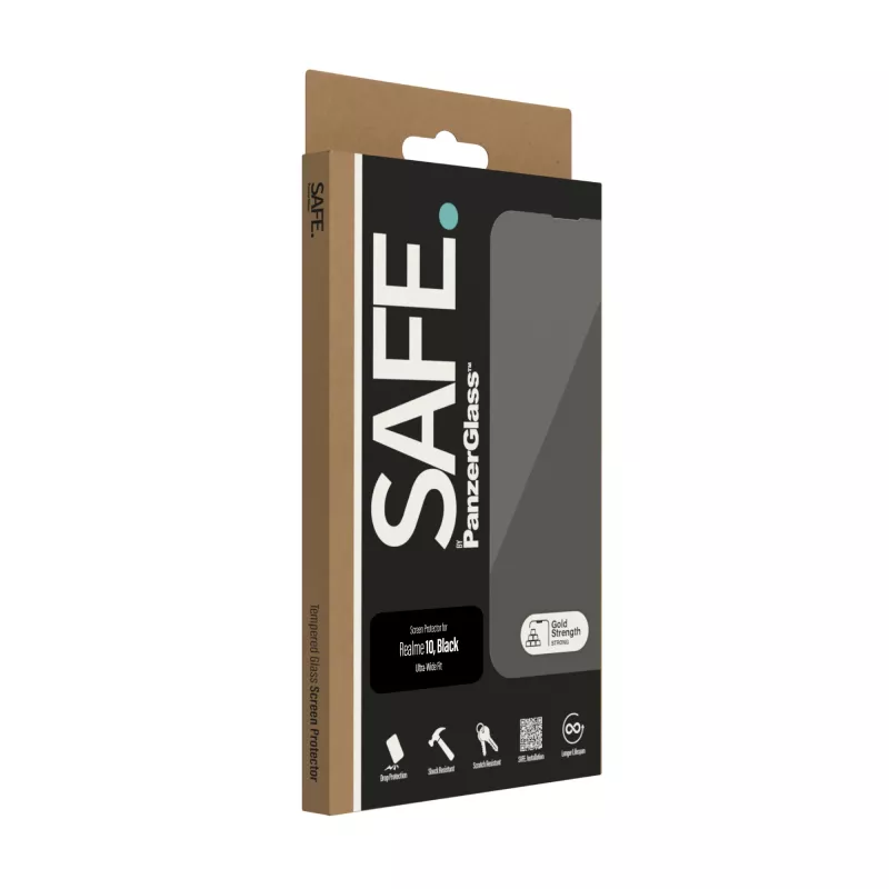 Tvrdené pancierové sklo PanzerGlass SAFE pre Realme 10 — Ultra-Wide Fit, čierne