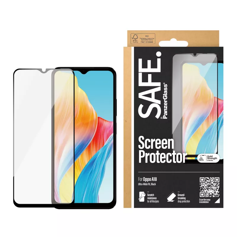 PanzerGlass SAFE. by ® ochrana displeja Oppo A18 | Ultra-Wide Fit