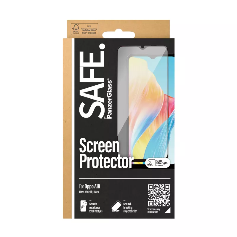 PanzerGlass SAFE. by ® ochrana displeja Oppo A18 | Ultra-Wide Fit