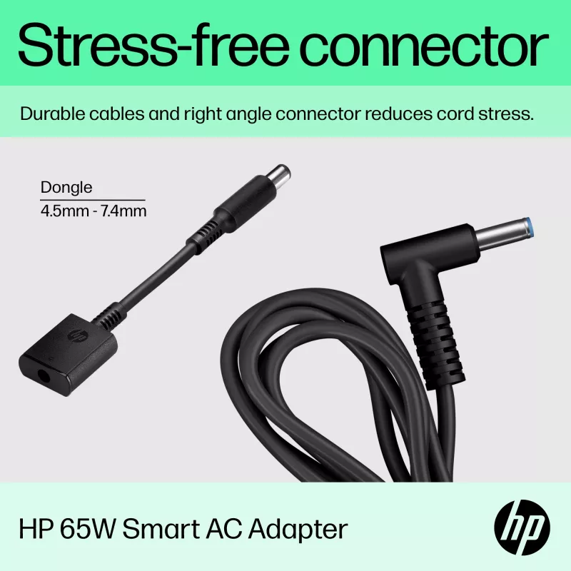 HP 65W Smart AC adaptér, notebook, interiérový, 65 W, kompatibilný s HP ProBook 440 G6 Notebook PC; HP ProBook 450 G6 Notebook PC; HP ProBook x360 11..., Business, čierny