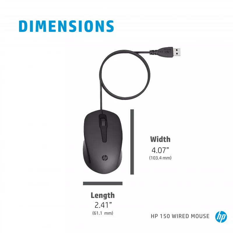 Myš HP 150 káblová USB Type-A