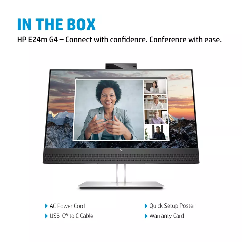 HP E24m G4 počítačový monitor 60,5 cm (23,8 palca) 1920 x 1080 pixelov Full HD čierny, strieborný