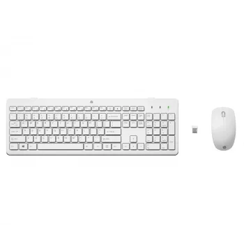 HP 230 bezdrôtová kombinácia myši a klávesnice, plná veľkosť (100%), bezdrôtová, RF Wireless, membránová, biela, myš súčasťou