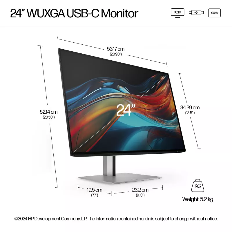 HP Series 7 Pro 61 cm (24 palcov) WUXGA USB-C monitor – 724pu bez PVC