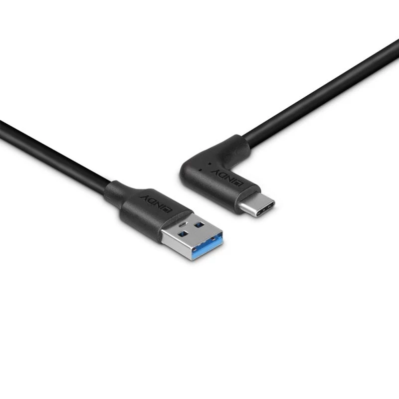 Lindy 1,5 m USB 3.2 Type-A-na-C kábel, 90° zahnutý, 10 Gbit/s