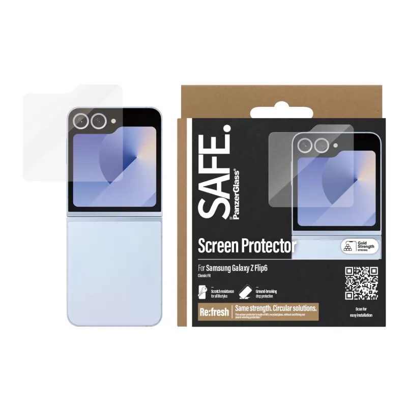 PanzerGlass SAFE. by ® ochrana displeja Samsung Galaxy Z Flip6 | Classic Fit