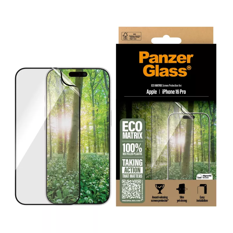 PanzerGlass ® ECO MATRIX ochrana displeja iPhone 16 Pro | Ultra-Wide Fit