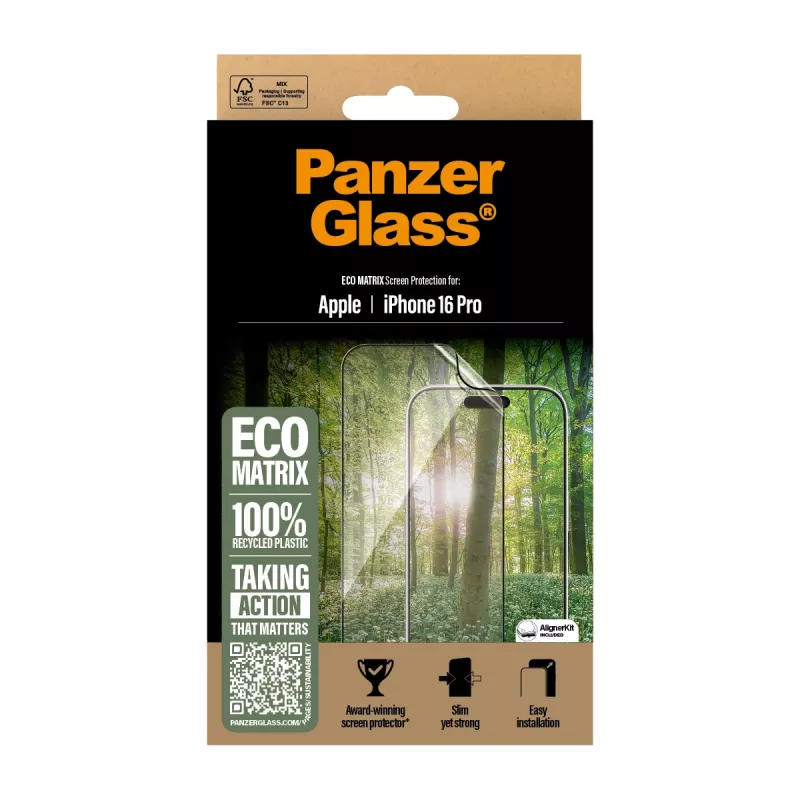 PanzerGlass ® ECO MATRIX ochrana displeja iPhone 16 Pro | Ultra-Wide Fit