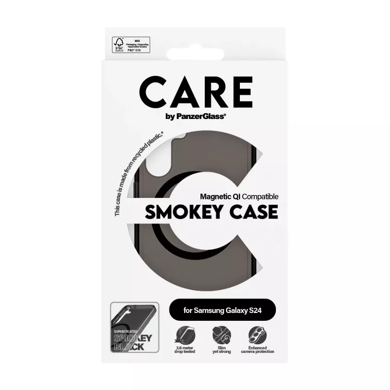 PanzerGlass CARE™ by ® Urban Combat Case Smokey s čiernou Qi kompatibilné Samsung Galaxy S24