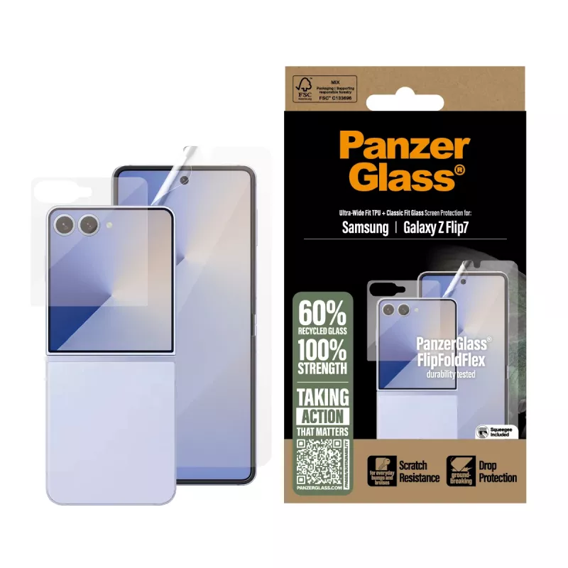 PanzerGlass ochranná sada FlipFoldFlex 2-in-1 Classic Fit sklo + Ultra-Wide TPU fólia pre Samsung