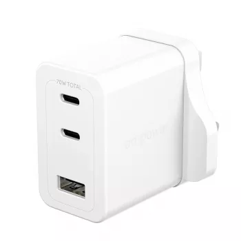 PanzerGlass empower™ by ® Turbo 70W viacnásobná nabíjačka vrátane 2 x USB-C + USB-A | UK konektor | strieborno-biela