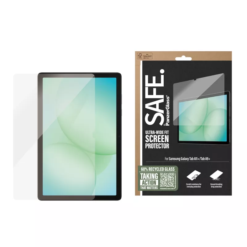 PanzerGlass SAFE. by ® ochrana displeja Samsung Galaxy Tab A11+ | Tab A9+ | Ultra-Wide Fit
