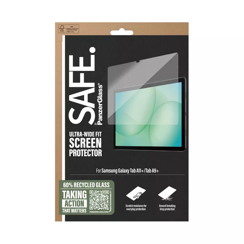 PanzerGlass SAFE. by ® ochrana displeja Samsung Galaxy Tab A11+ | Tab A9+ | Ultra-Wide Fit