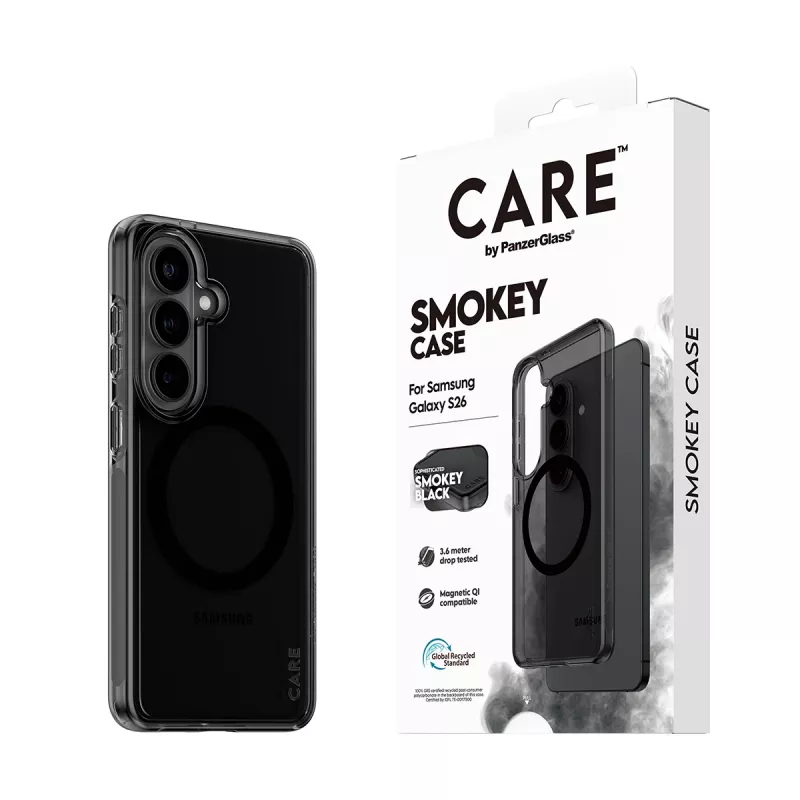 Ochranné puzdro PanzerGlass CARE™ Smokey Case s čiernou Qi pre Samsung Galaxy S26